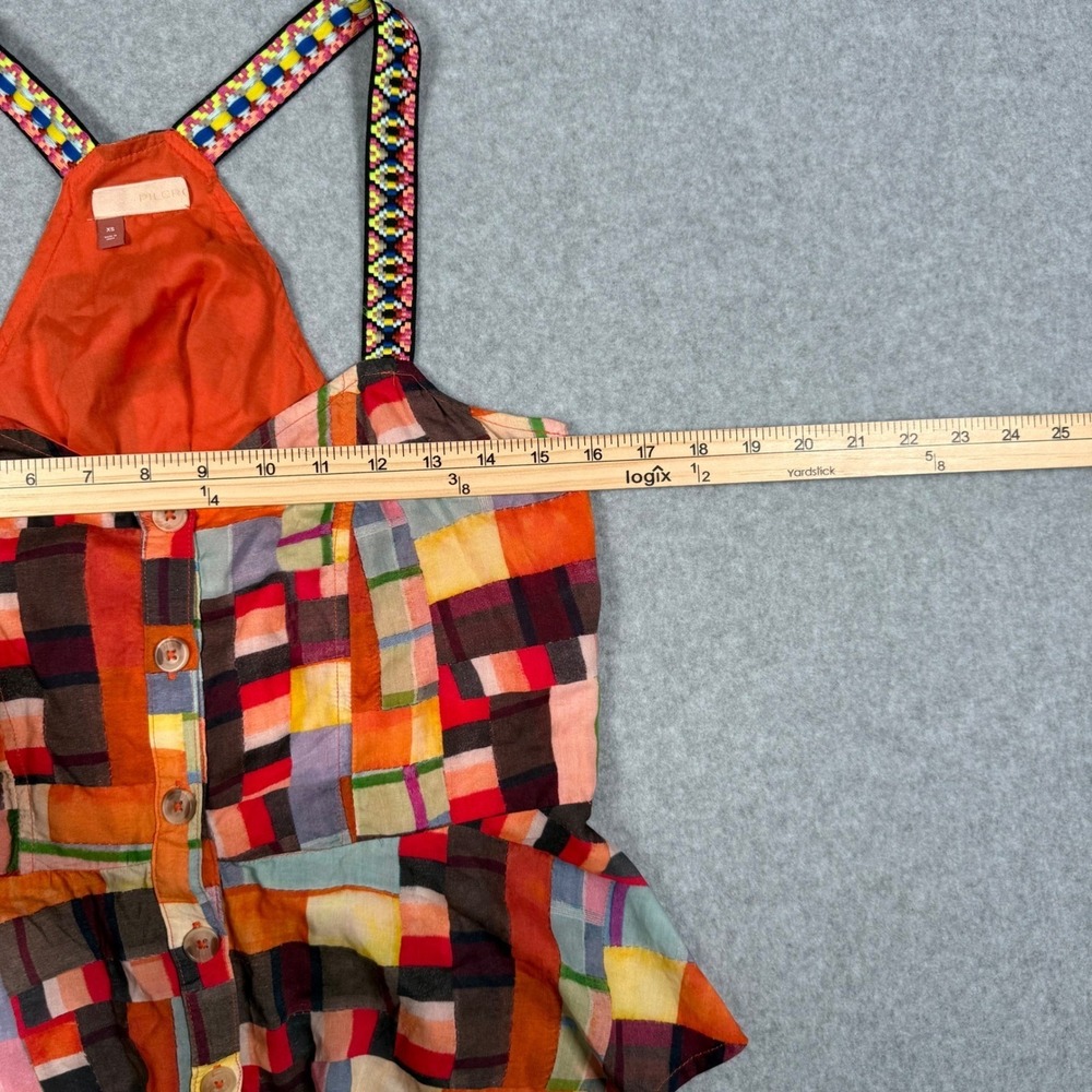 Pilcro Anthropologie Boho Hippie Patchwork Peplum Halter Cami Top Multi Color XS - Picture 4 of 8